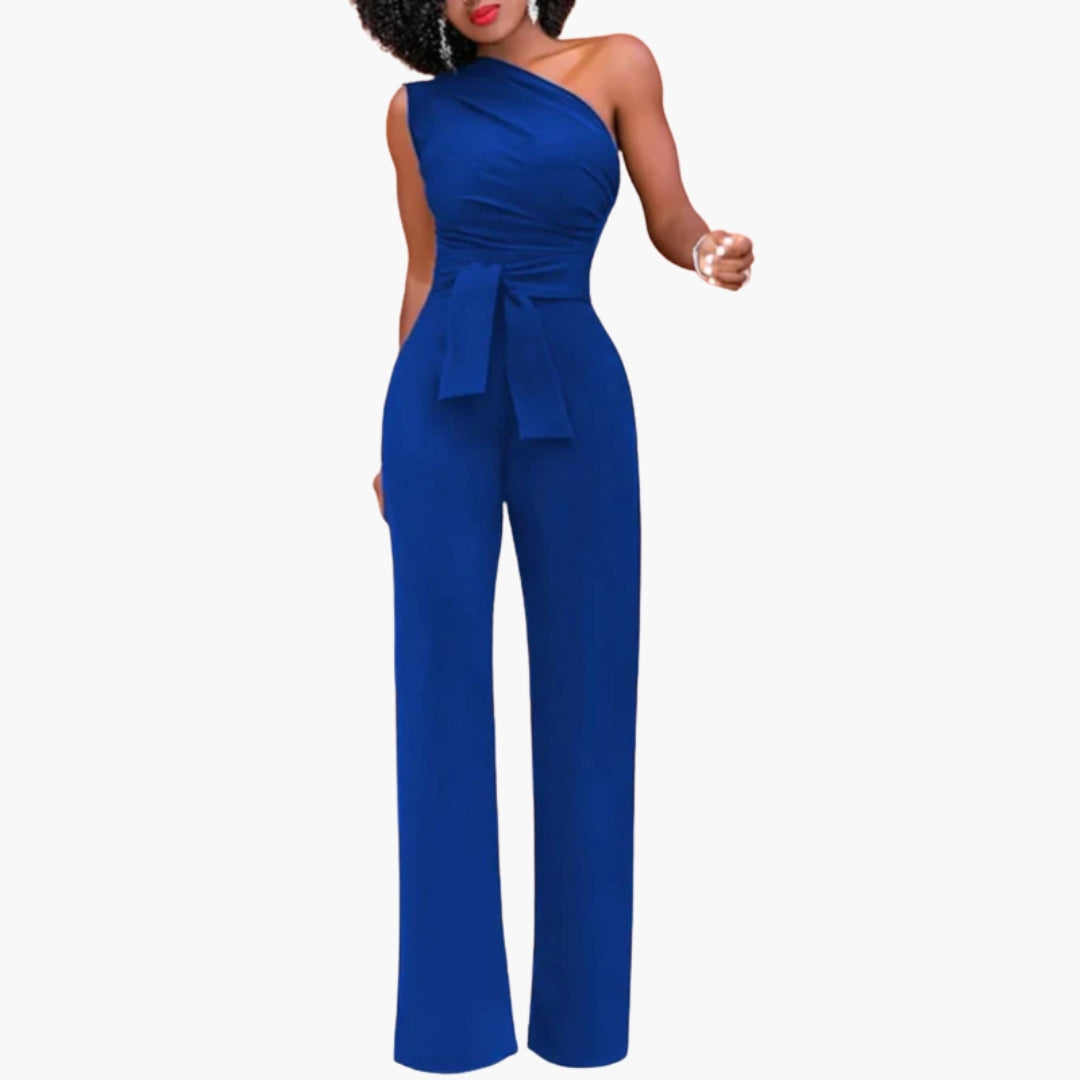 Eleanora | Women’s One-Shoulder Waist-Tie Wide-Leg Jumpsuit