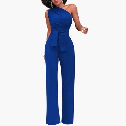 Eleanora | Women’s One-Shoulder Waist-Tie Wide-Leg Jumpsuit