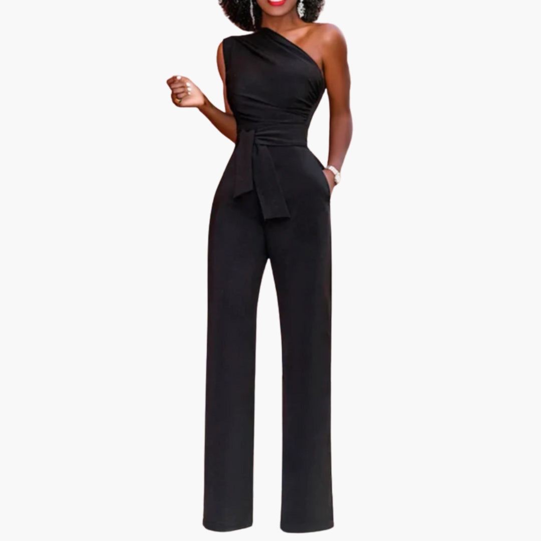 Eleanora | Women’s One-Shoulder Waist-Tie Wide-Leg Jumpsuit