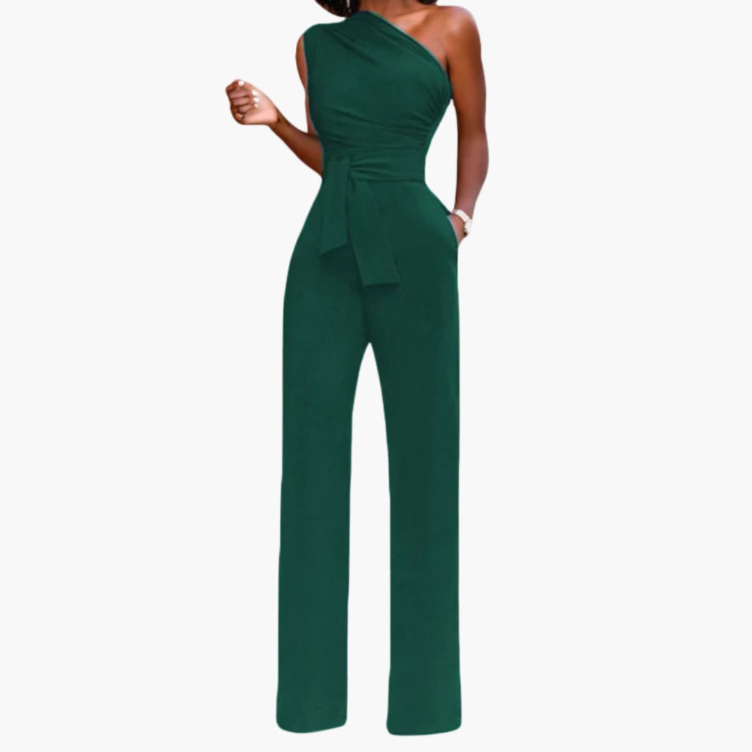 Eleanora | Women’s One-Shoulder Waist-Tie Wide-Leg Jumpsuit