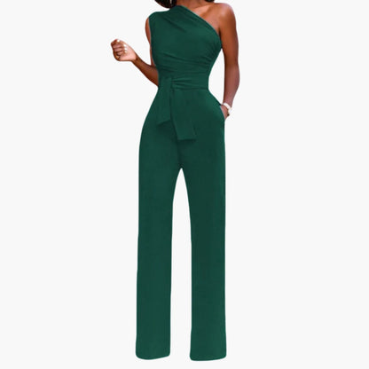 Eleanora | Women’s One-Shoulder Waist-Tie Wide-Leg Jumpsuit