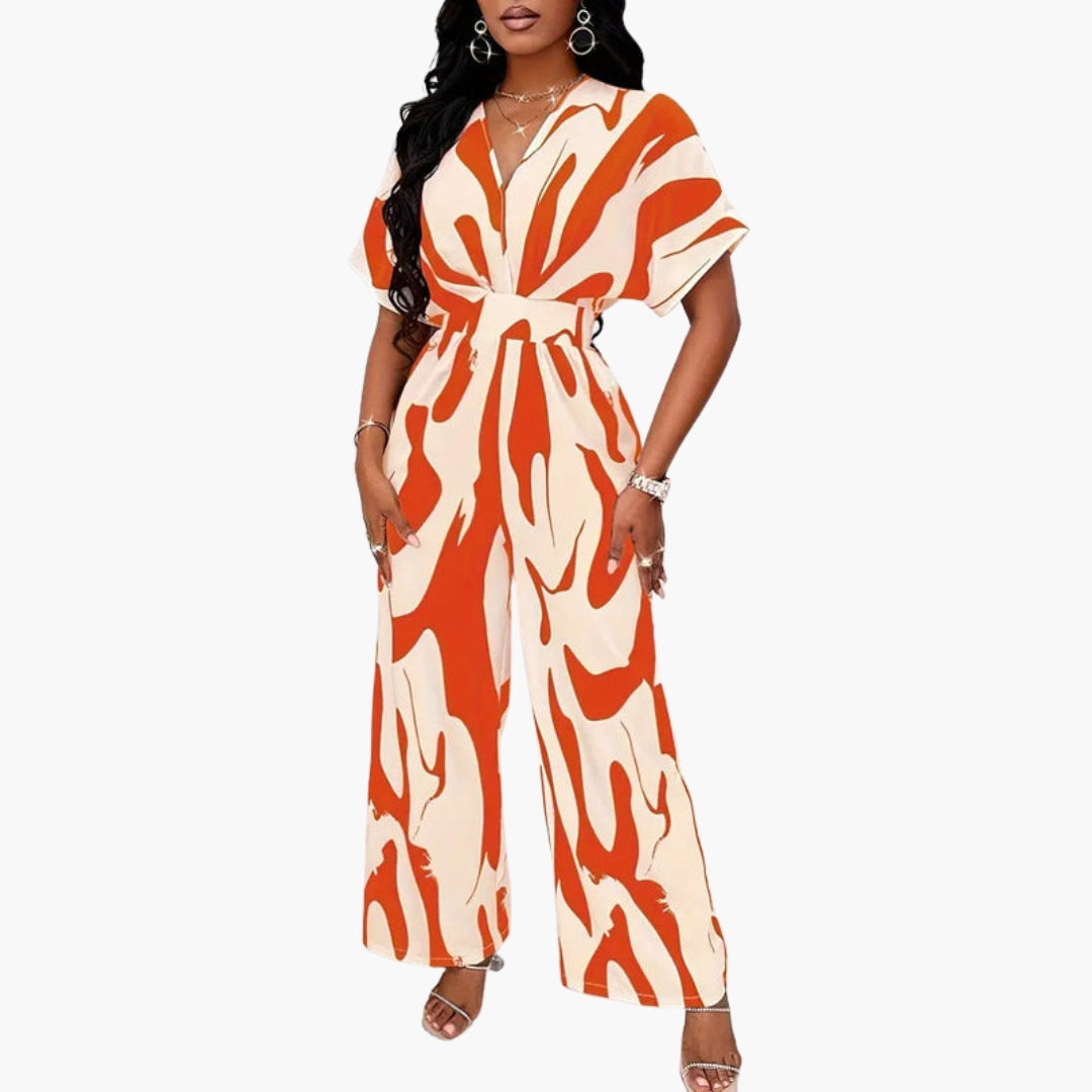 Cosima | Women’s V-Neck Waist-Tie Wide-Leg Jumpsuit