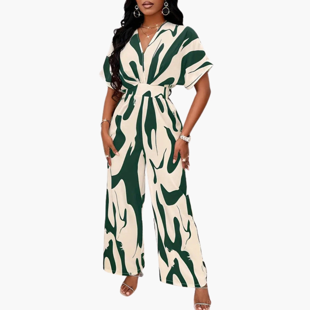 Cosima | Women’s V-Neck Waist-Tie Wide-Leg Jumpsuit