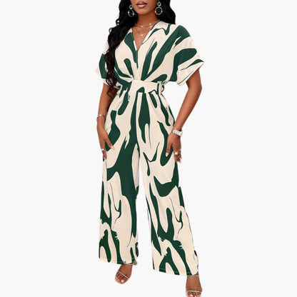 Cosima | Women’s V-Neck Waist-Tie Wide-Leg Jumpsuit