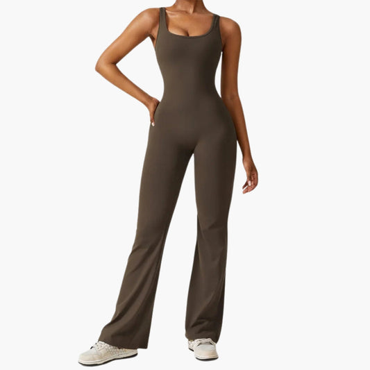 Melisande | Women’s Round Neck Open-Back Flared Jumpsuit