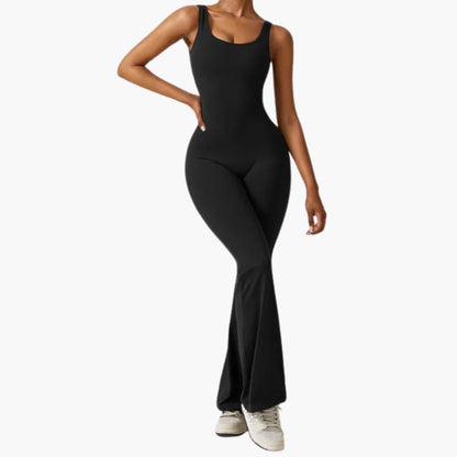 Melisande | Women’s Round Neck Open-Back Flared Jumpsuit