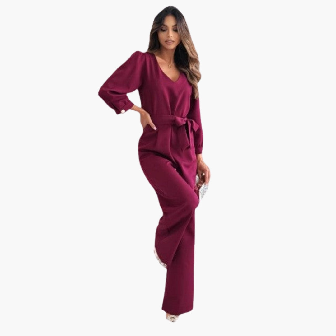 Sophronia | Women’s V-Neck Belted Wide-Leg Jumpsuit