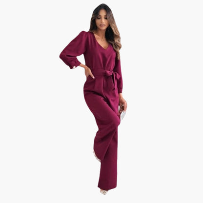 Sophronia | Women’s V-Neck Belted Wide-Leg Jumpsuit