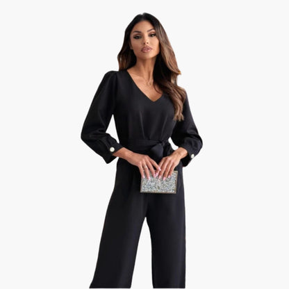 Sophronia | Women’s V-Neck Belted Wide-Leg Jumpsuit