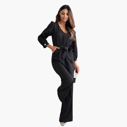 Sophronia | Women’s V-Neck Belted Wide-Leg Jumpsuit