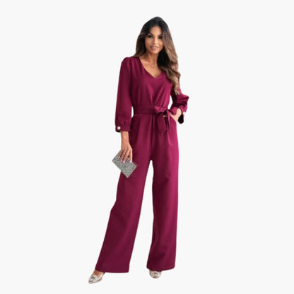 Sophronia | Women’s V-Neck Belted Wide-Leg Jumpsuit