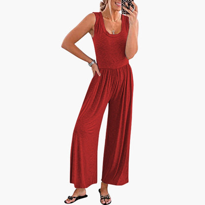 Violette | Women’s Round Neck Wide-Leg One-Piece Jumpsuit