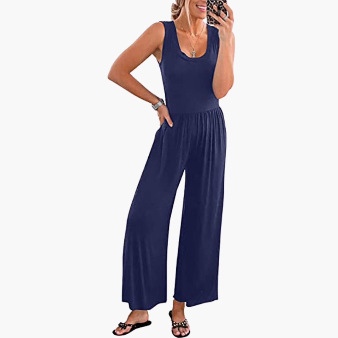 Violette | Women’s Round Neck Wide-Leg One-Piece Jumpsuit