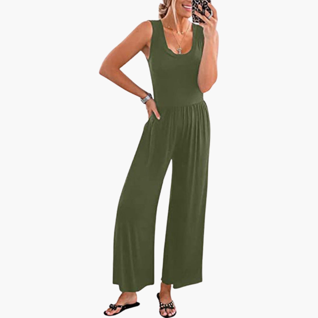 Violette | Women’s Round Neck Wide-Leg One-Piece Jumpsuit