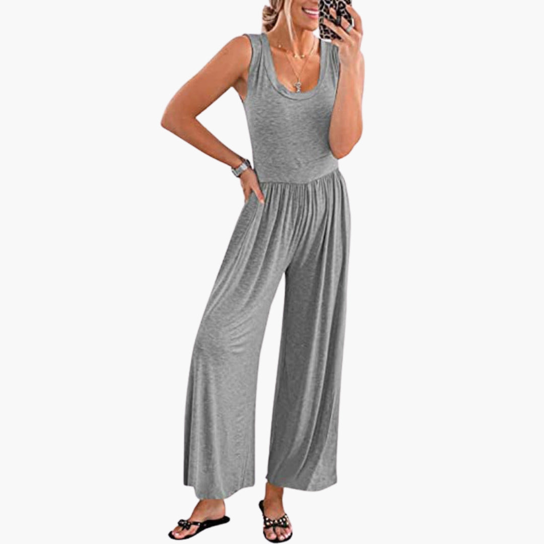 Violette | Women’s Round Neck Wide-Leg One-Piece Jumpsuit