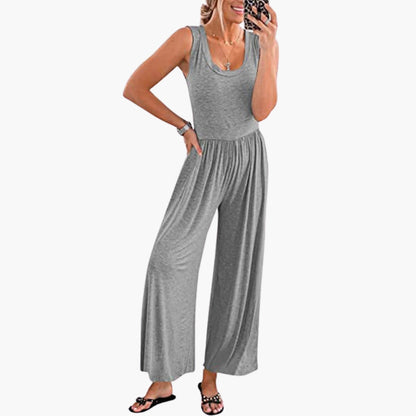 Violette | Women’s Round Neck Wide-Leg One-Piece Jumpsuit