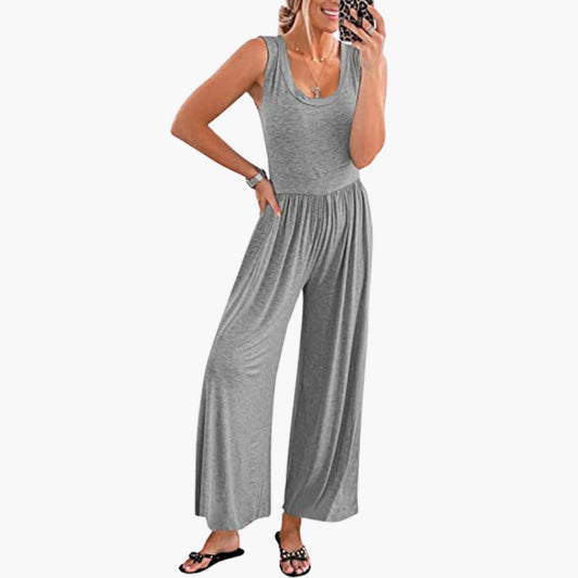 Violette | Women’s Round Neck Wide-Leg One-Piece Jumpsuit
