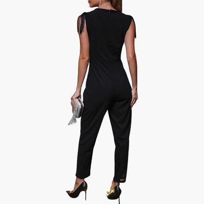Zadie | Women’s V-Neck Fringe Detail Slim-Leg Jumpsuit