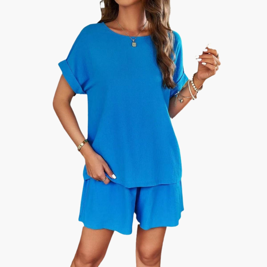 Elara | Women’s Short Sleeve Pocket Short Set
