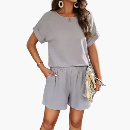 Elara | Women’s Short Sleeve Pocket Short Set