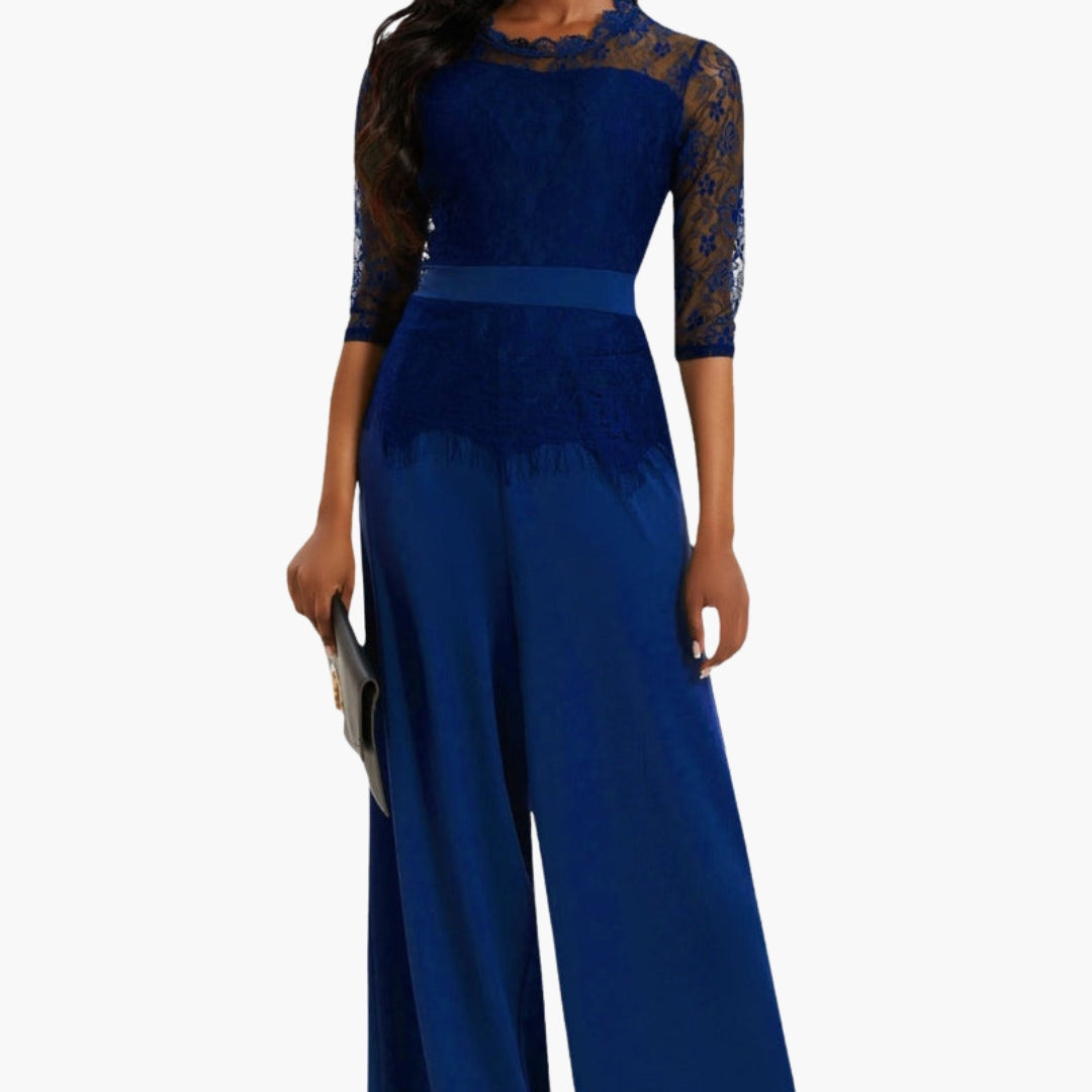 Leontine | Women’s Lace Sleeve Wide-Leg Jumpsuit