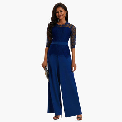Leontine | Women’s Lace Sleeve Wide-Leg Jumpsuit