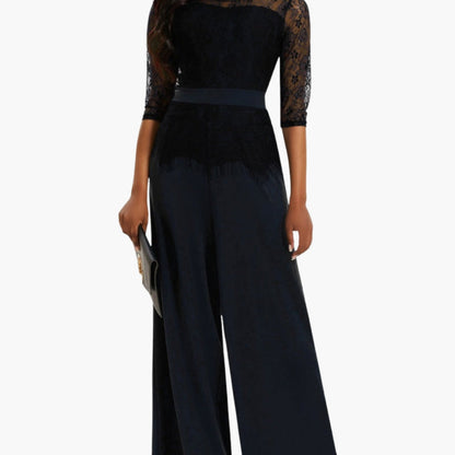 Leontine | Women’s Lace Sleeve Wide-Leg Jumpsuit