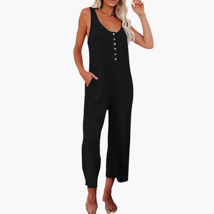 Euphrasia | Women’s Button-Front Pocket Jumpsuit