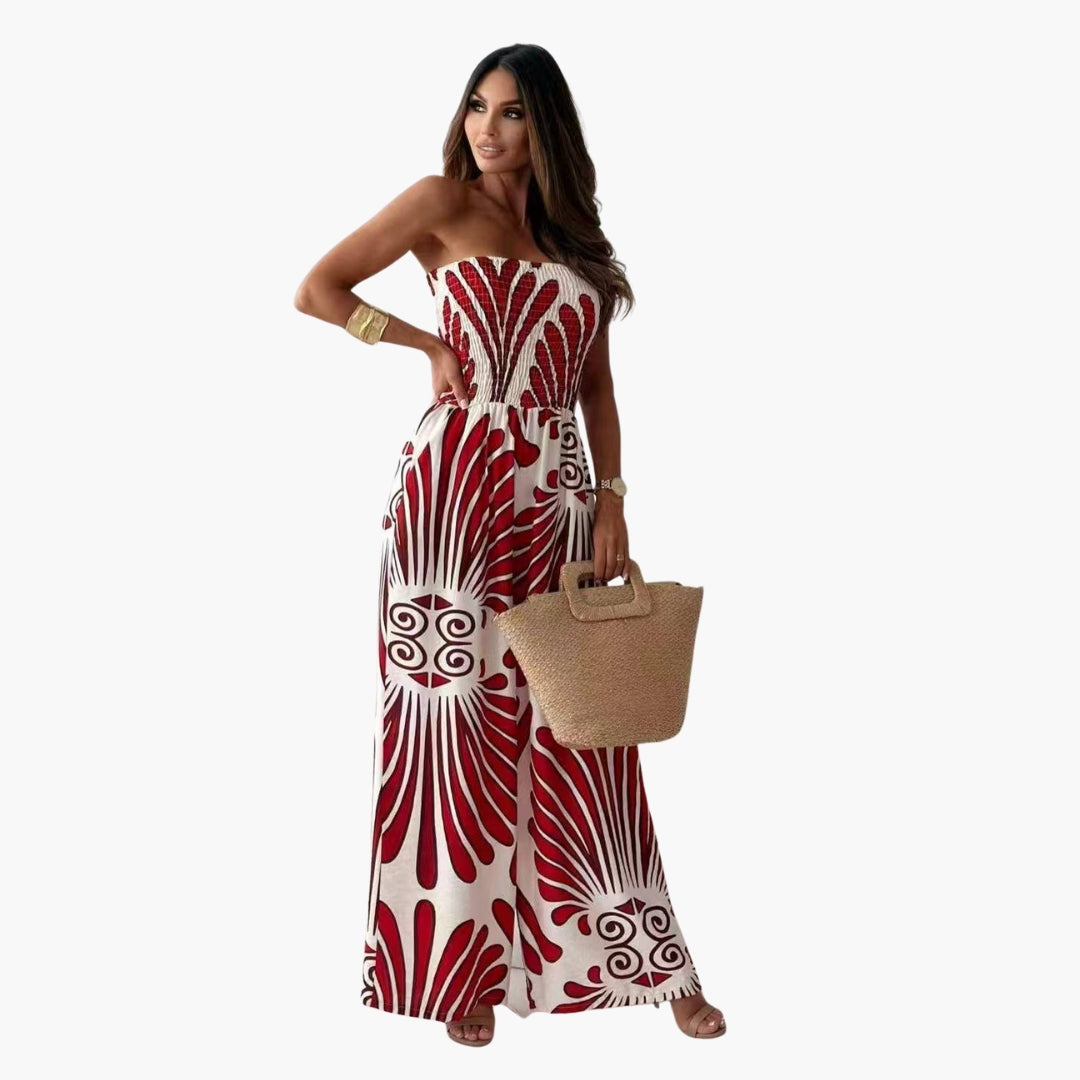 Janelle | Women’s Strapless Floral Wide-Leg Jumpsuit