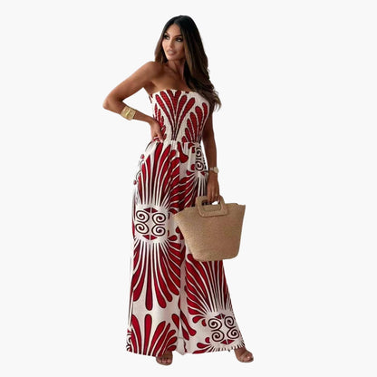 Janelle | Women’s Strapless Floral Wide-Leg Jumpsuit