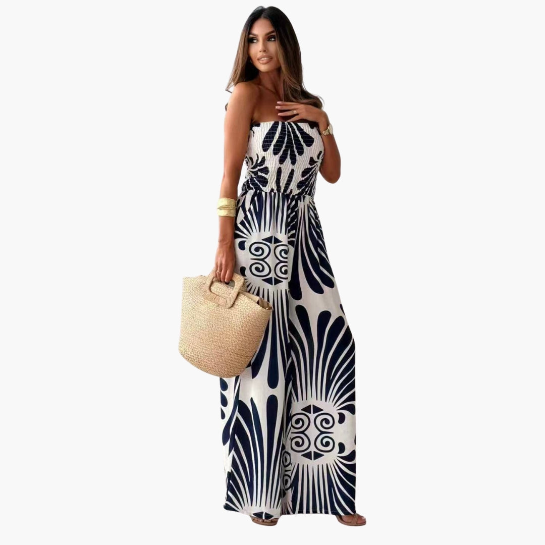 Janelle | Women’s Strapless Floral Wide-Leg Jumpsuit