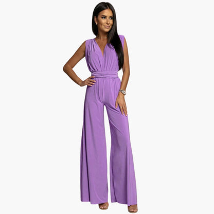 Nicolette | Women’s Sleeveless V-Neck Draped Wide-Leg Jumpsuit
