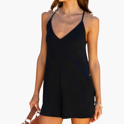 Everly | Women’s Short V-Neck Side Pocket Romper Jumpsuit