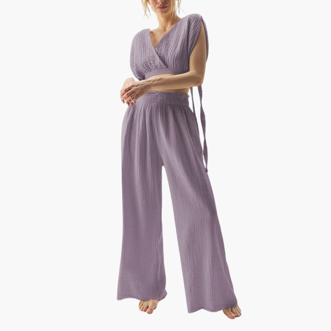Lorelei | Women’s Two-Piece V-Neck Wide-Leg Jumpsuit Set