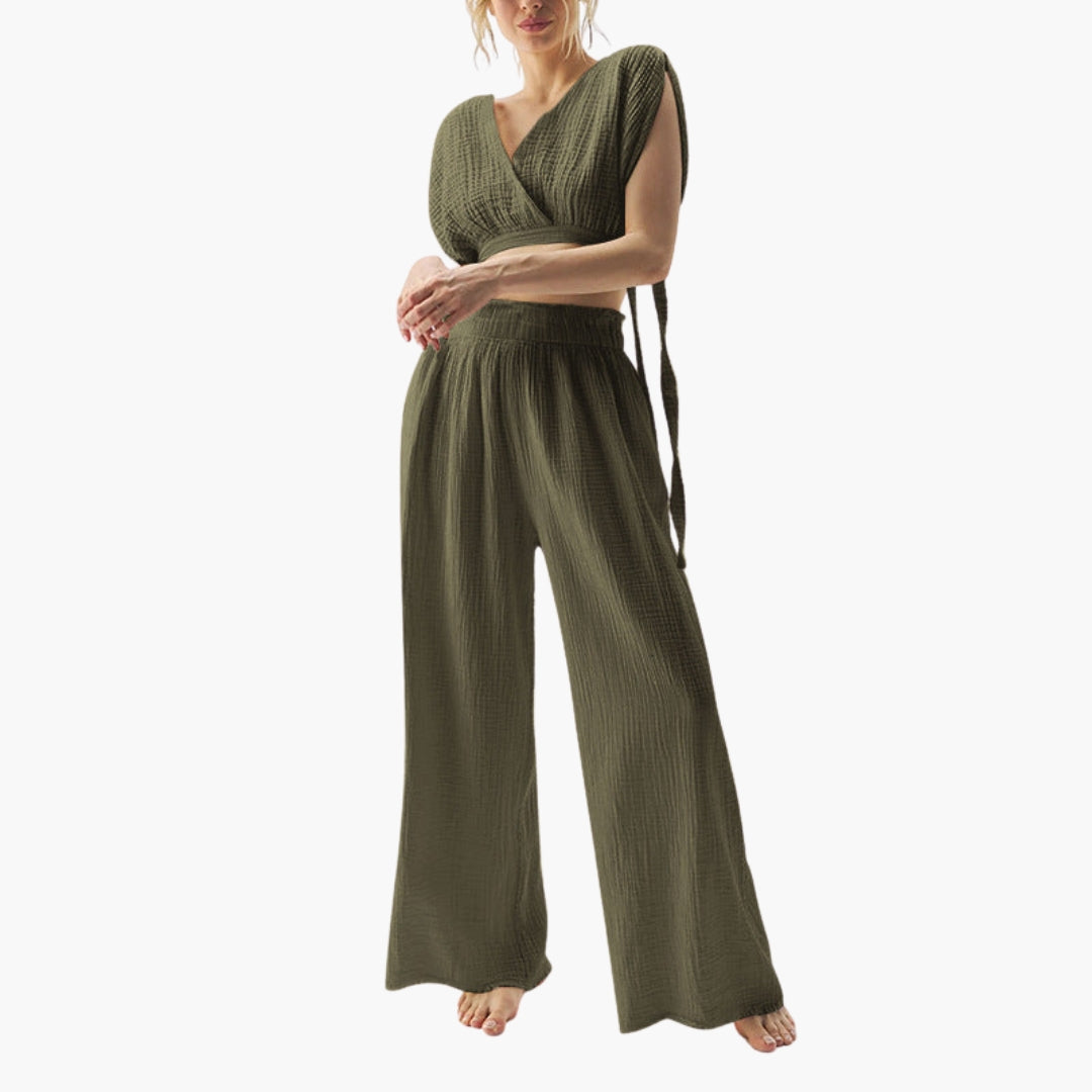 Lorelei | Women’s Two-Piece V-Neck Wide-Leg Jumpsuit Set