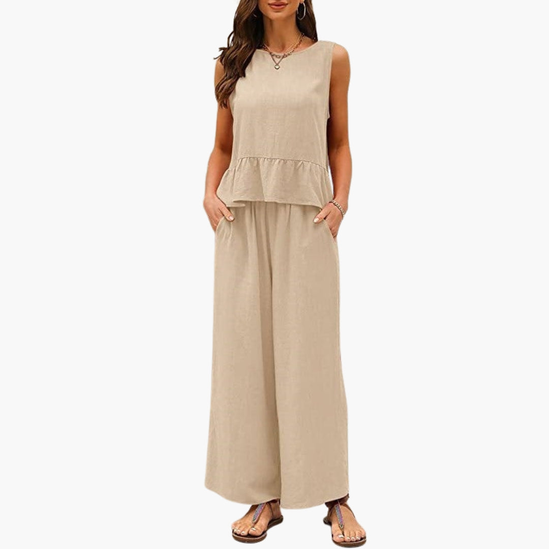 Darby | Women’s Ruffle Hem Sleeveless Wide-Leg Jumpsuit Overalls