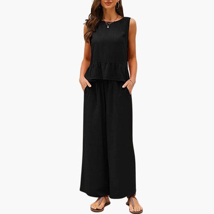 Darby | Women’s Ruffle Hem Sleeveless Wide-Leg Jumpsuit Overalls