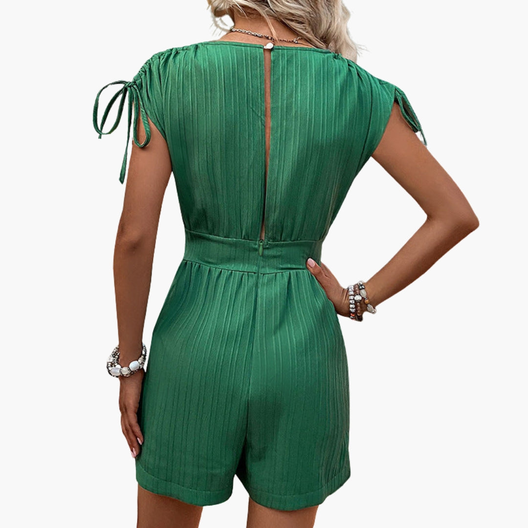 Callie | Women’s Wrap-Effect V-Neck Waist-Belt Short Romper Jumpsuit