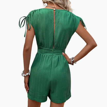 Callie | Women’s Wrap-Effect V-Neck Waist-Belt Short Romper Jumpsuit