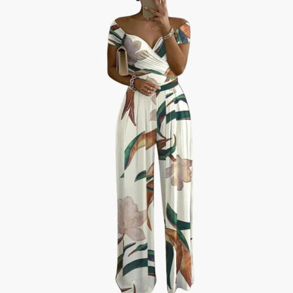 Lillian | Women’s Off Shoulder Floral Print Wide-Leg Jumpsuit