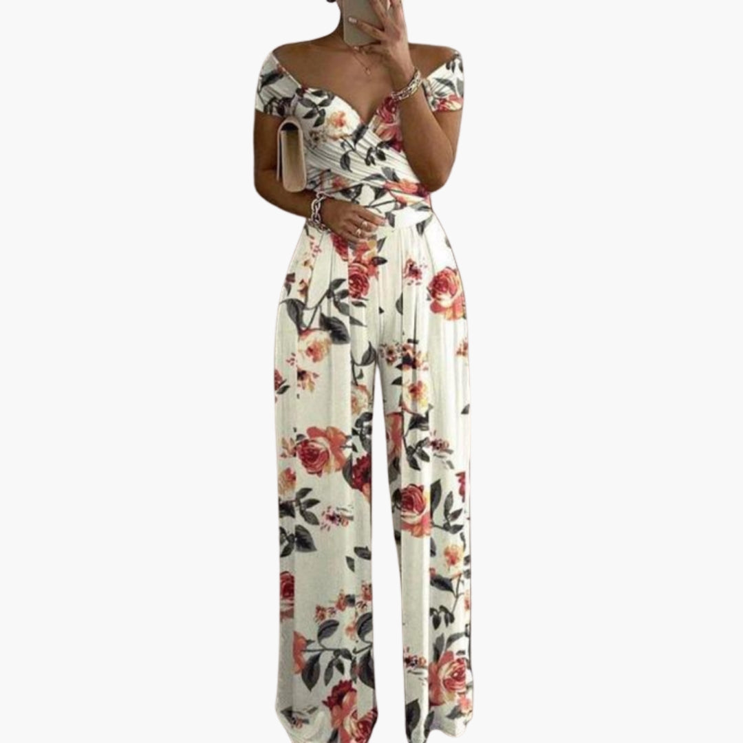 Lillian | Women’s Off Shoulder Floral Print Wide-Leg Jumpsuit
