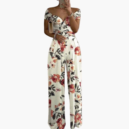 Lillian | Women’s Off Shoulder Floral Print Wide-Leg Jumpsuit