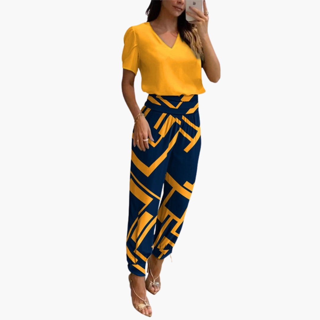Whitney | Women’s Short Sleeve V-Neck Jogger Leg Jumpsuit