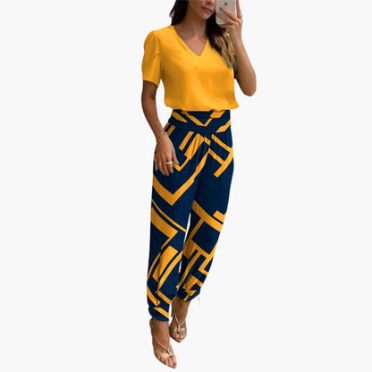 Whitney | Women’s Short Sleeve V-Neck Jogger Leg Jumpsuit
