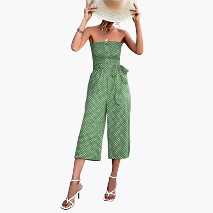 Ansley | Women’s Strapless Bandeau Smocked Wide-Leg Jumpsuit