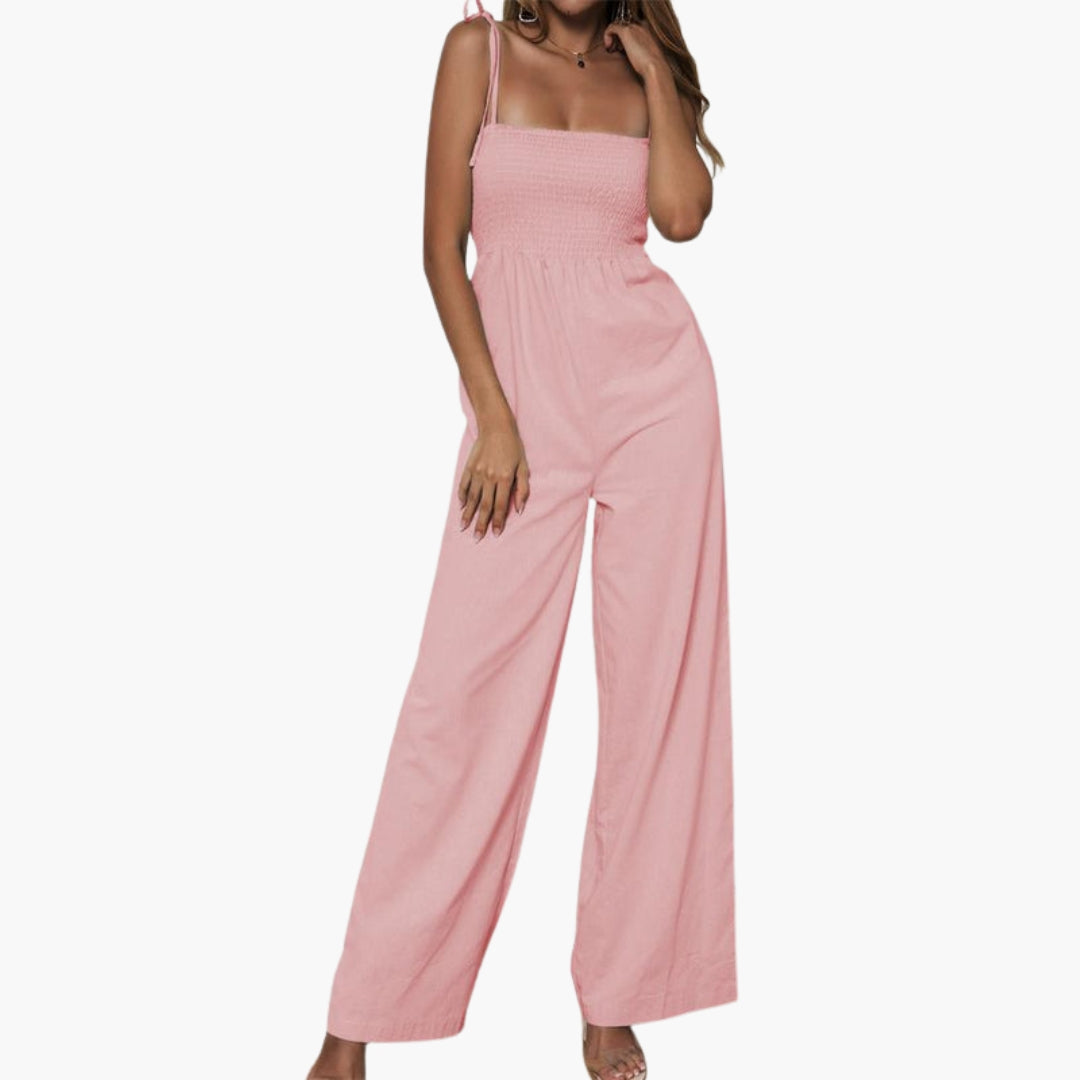 Juliette | Women’s Sleeveless Smocked Bodice Wide-Leg Jumpsuit