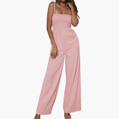 Juliette | Women’s Sleeveless Smocked Bodice Wide-Leg Jumpsuit