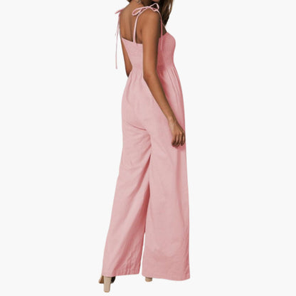 Juliette | Women’s Sleeveless Smocked Bodice Wide-Leg Jumpsuit