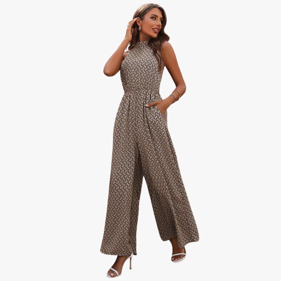 Avery | Women’s Sleeveless High Neck Wide-Leg Jumpsuit