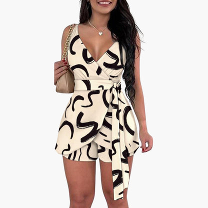 Bexley | Women’s Sleeveless Crossed Bodice Floral Romper Jumpsuit